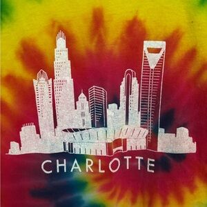 Colorful Tie-Dye Charlotte Skyline T-Shirt